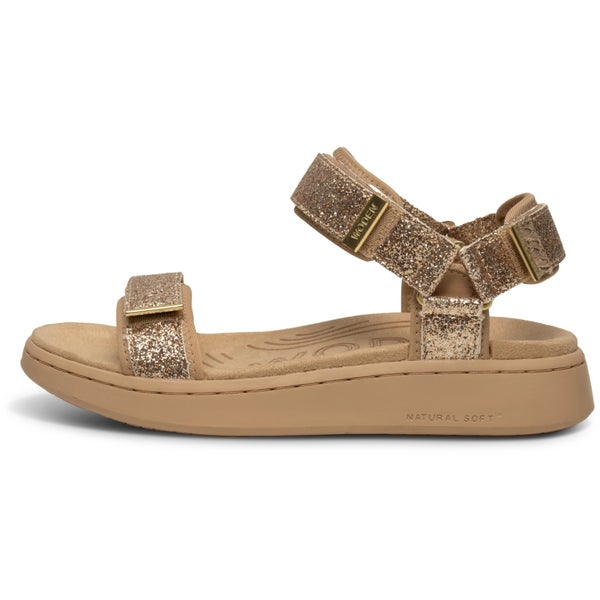 Line Glitter sandal Coffee Cream Woden