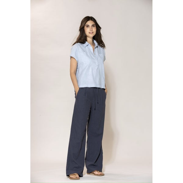 Luca Linen Trousers dusty navy Blue Sportswear