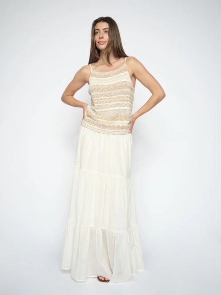 Silka Long Skirt Ecru  Mos Mosh