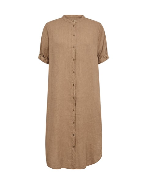 Arleth  Linen Dress Petrified Oak  Mos Mosh