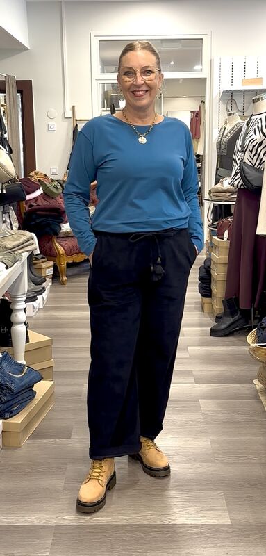 Cord solid trouser Black Orientique