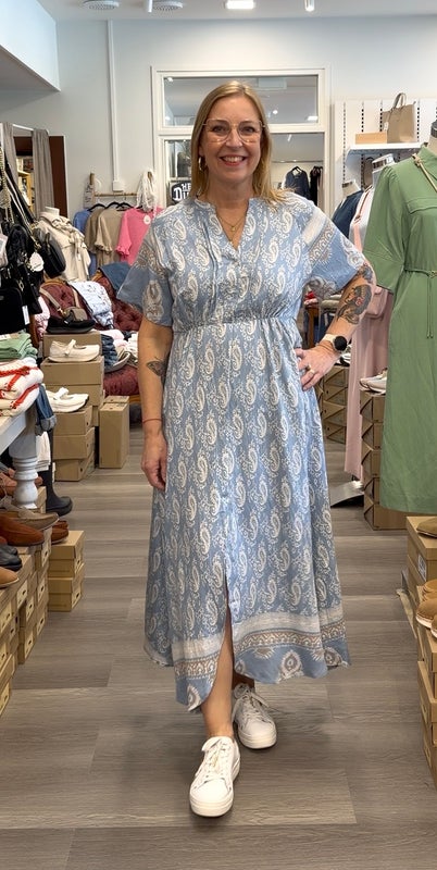 Ane New Dress Light Blue Border Paisley I Say